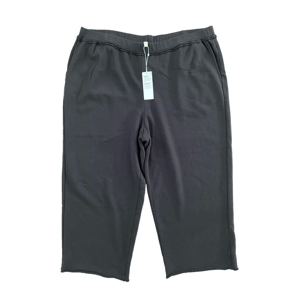 Eileen Fisher Organic Cotton French Terry Straight Pant Black ( 2X )